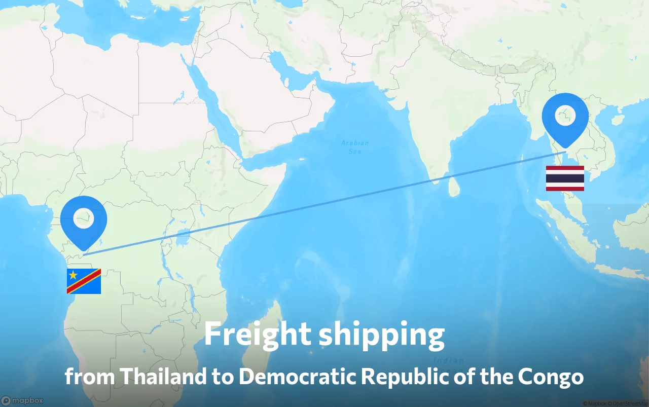 Shipping route from Thailand to Democratic Republic of the Congo