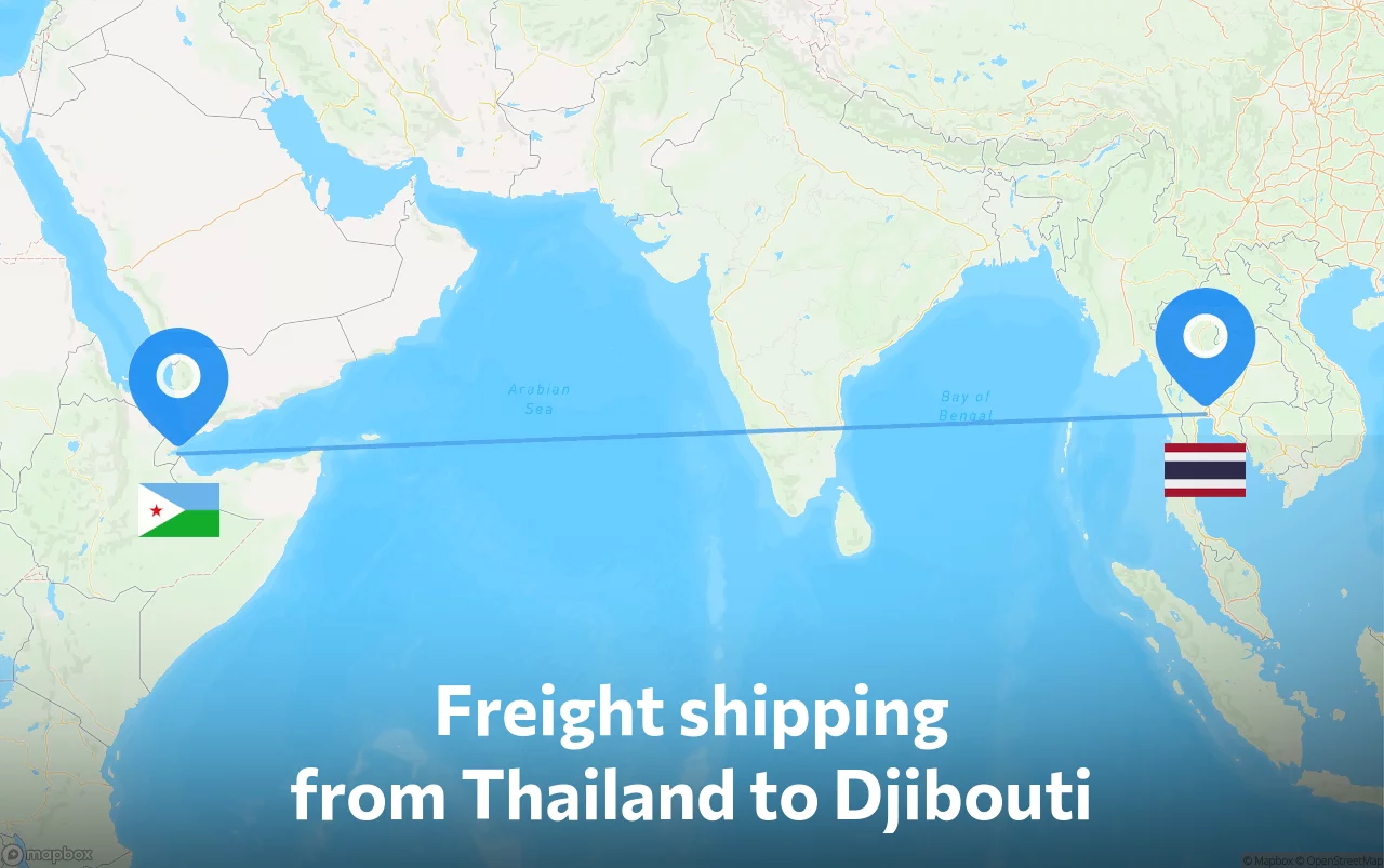 Shipping route from Thailand to Djibouti