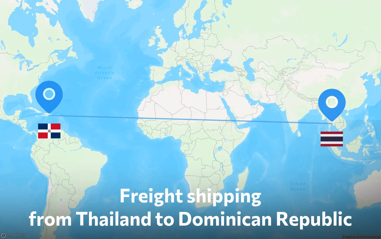 Shipping route from Thailand to Dominican Republic