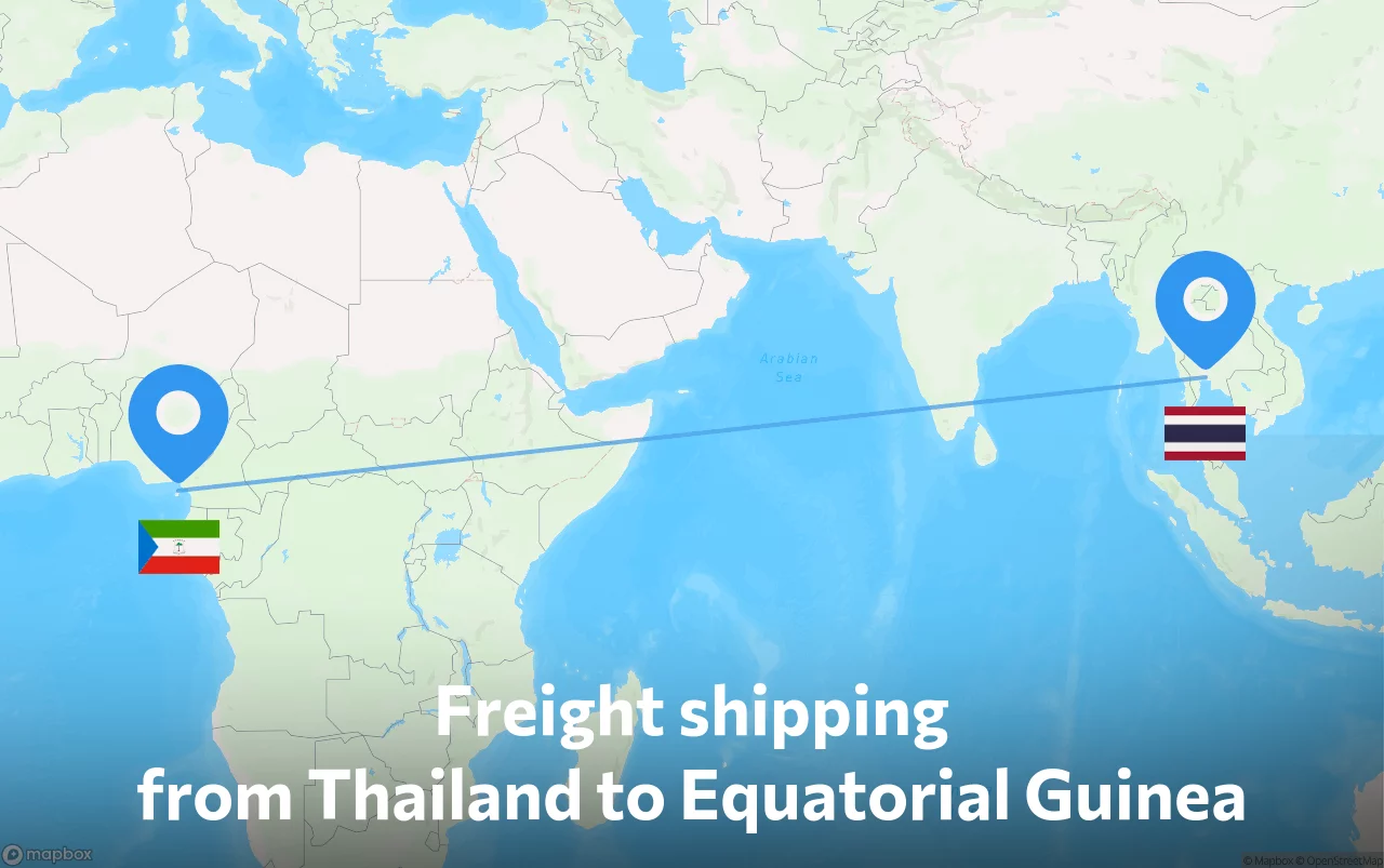 Shipping route from Thailand to Equatorial Guinea