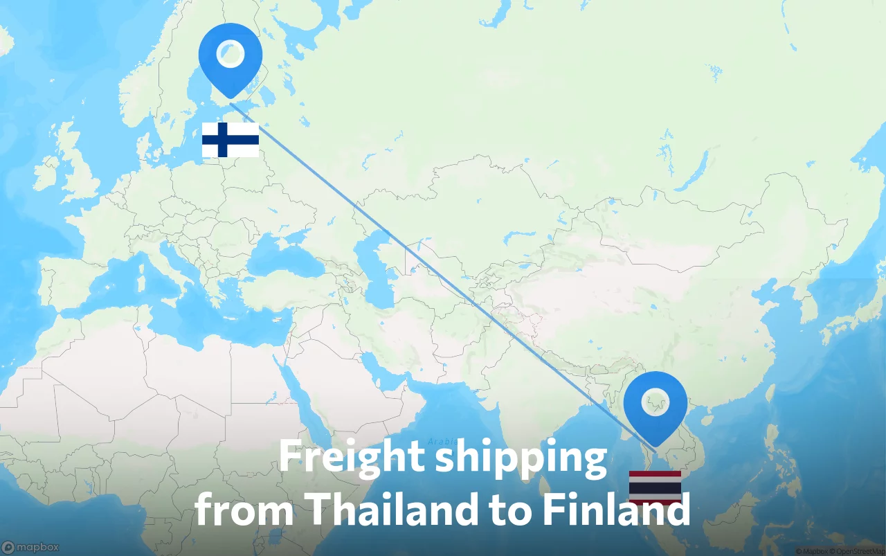 Shipping route from Thailand to Finland