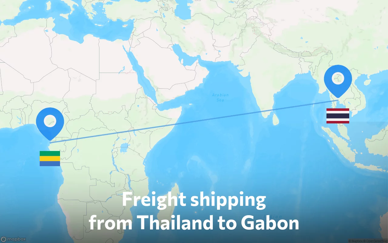 Shipping route from Thailand to Gabon