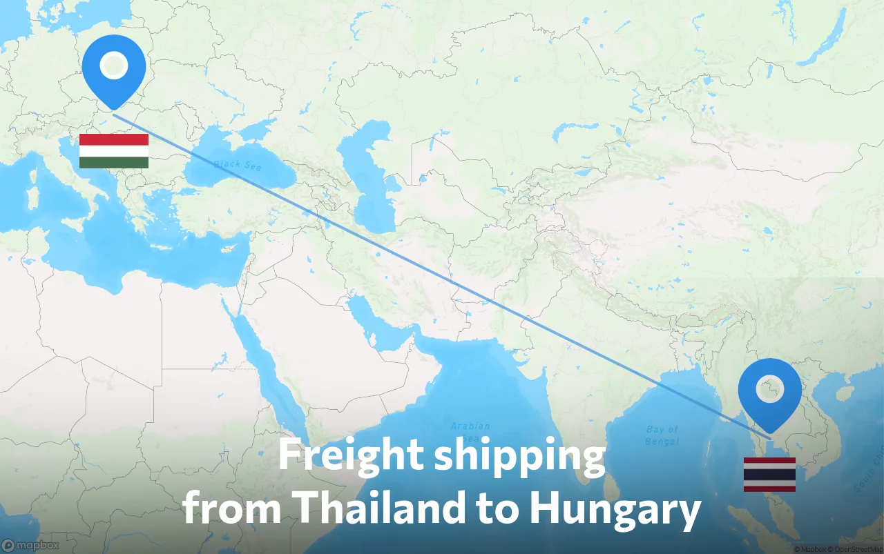 Shipping route from Thailand to Hungary