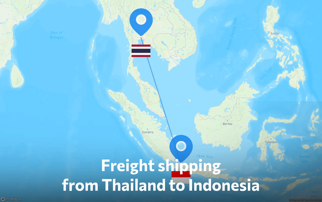 Shipping route from Thailand to Indonesia