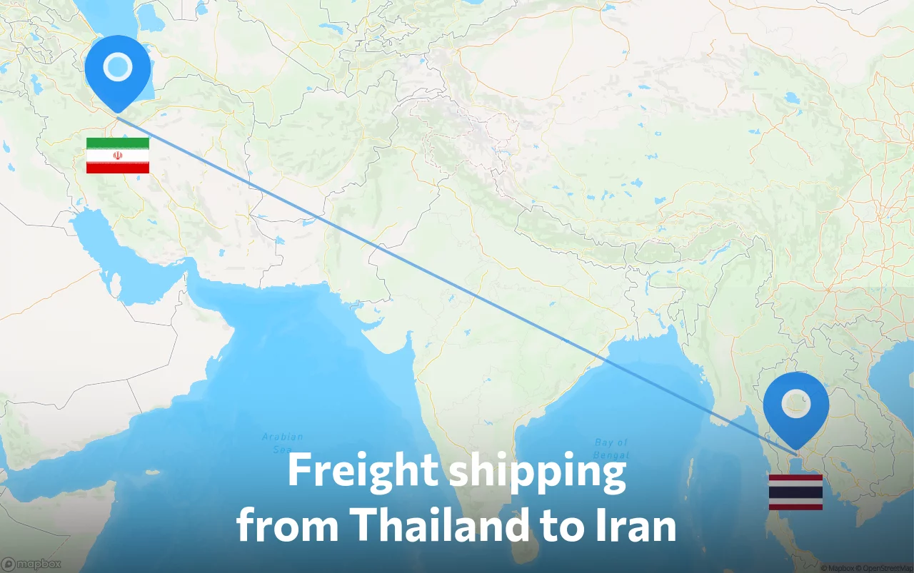 Shipping route from Thailand to Iran