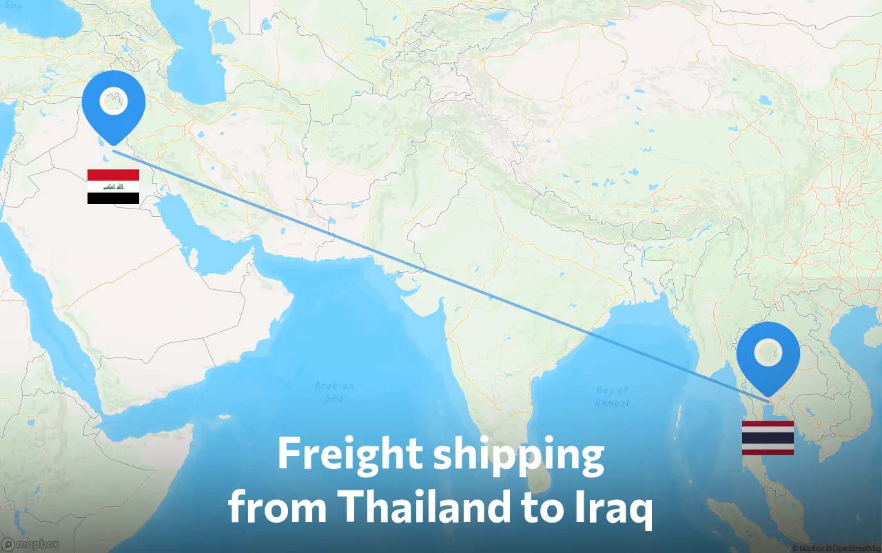 Shipping route from Thailand to Iraq
