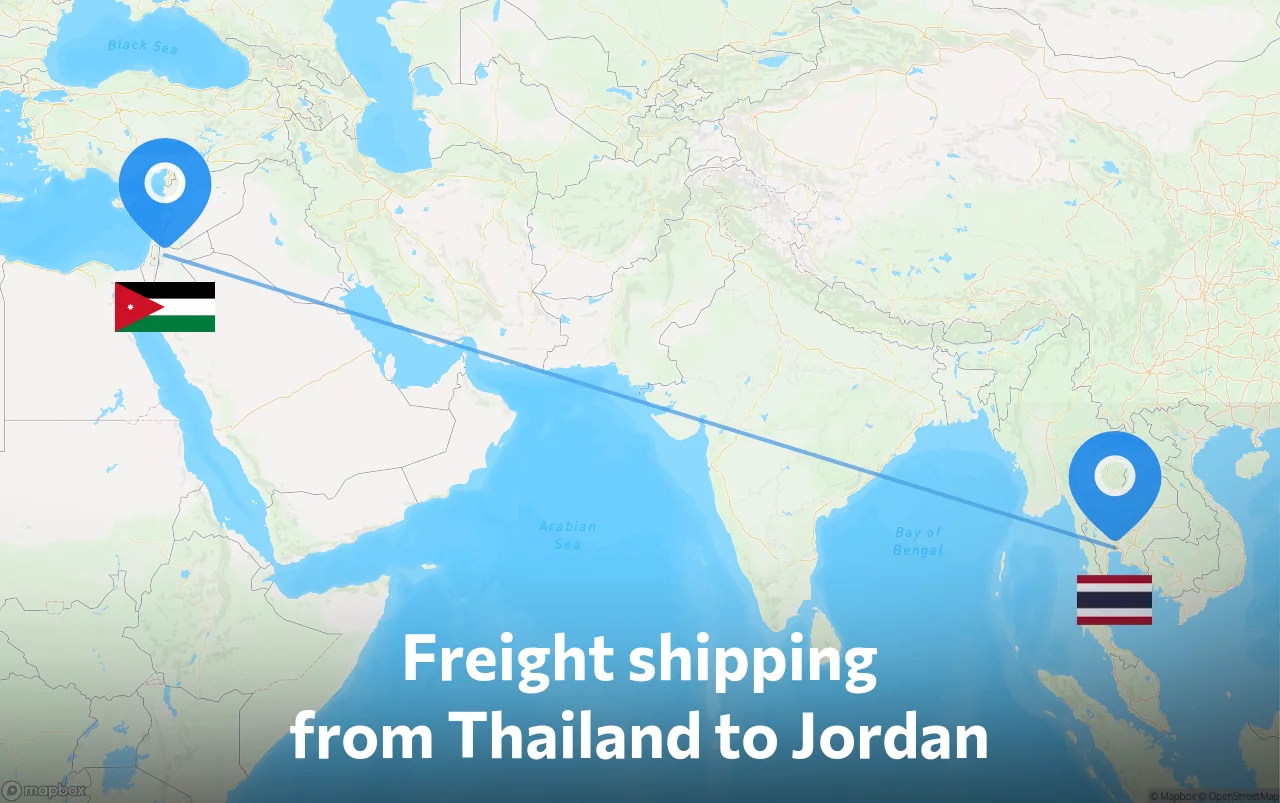 Shipping route from Thailand to Jordan
