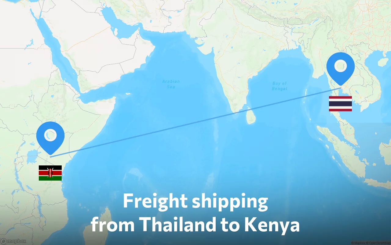 Shipping route from Thailand to Kenya