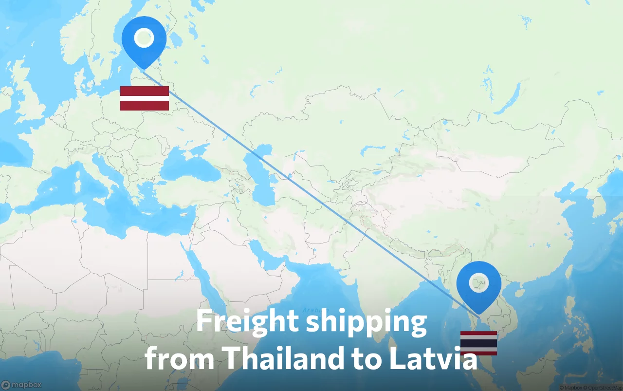 Shipping route from Thailand to Latvia