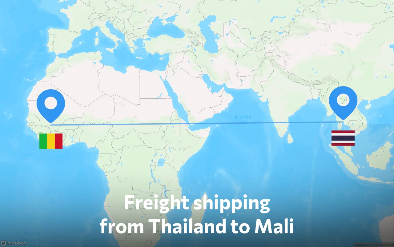 Shipping route from Thailand to Mali