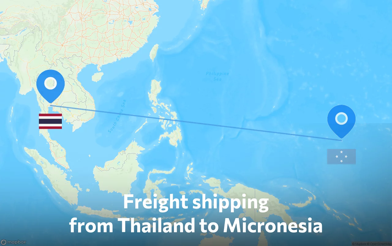 Shipping route from Thailand to Micronesia