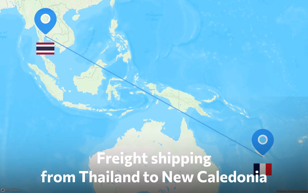 Shipping route from Thailand to New Caledonia
