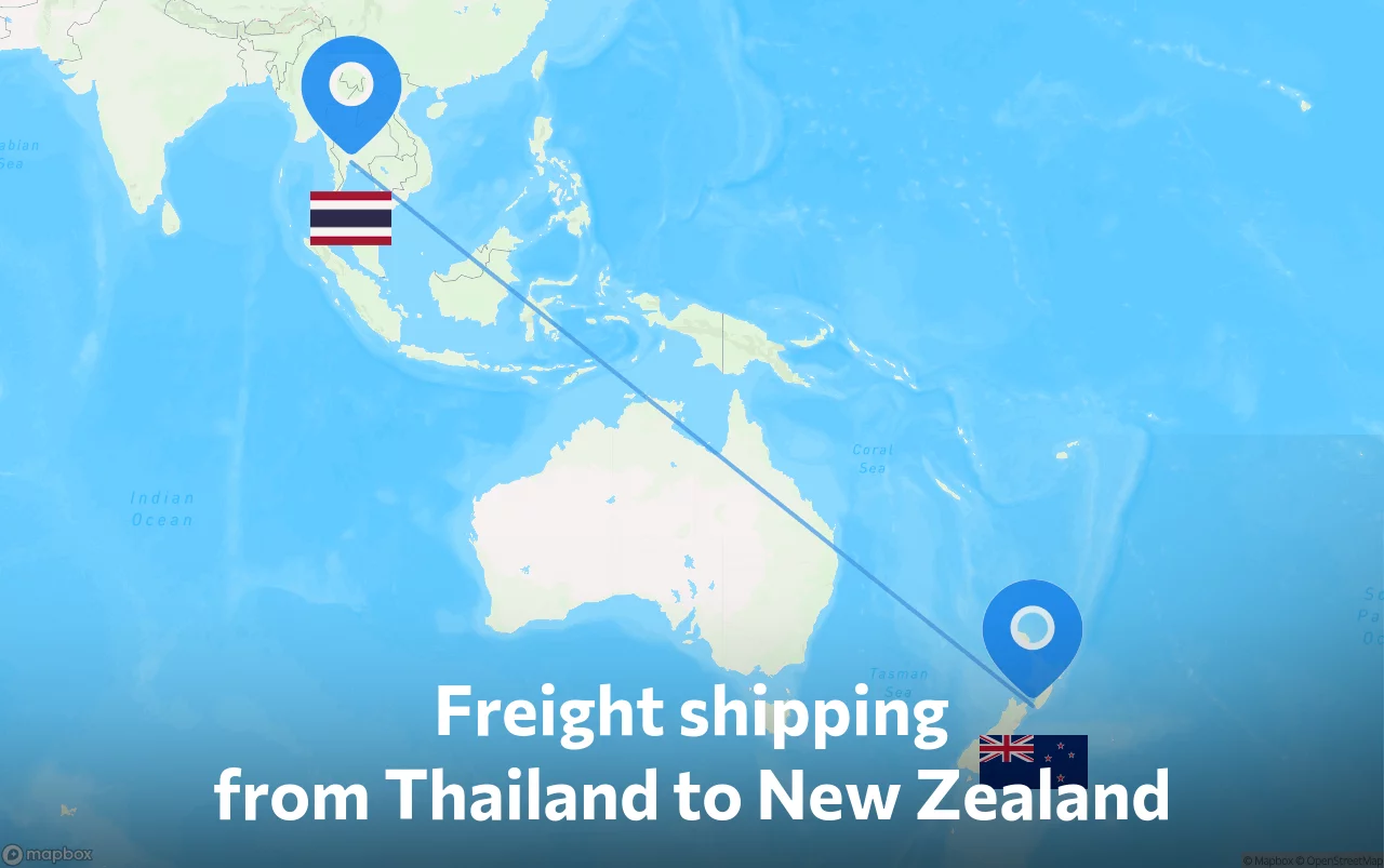 Shipping route from Thailand to New Zealand