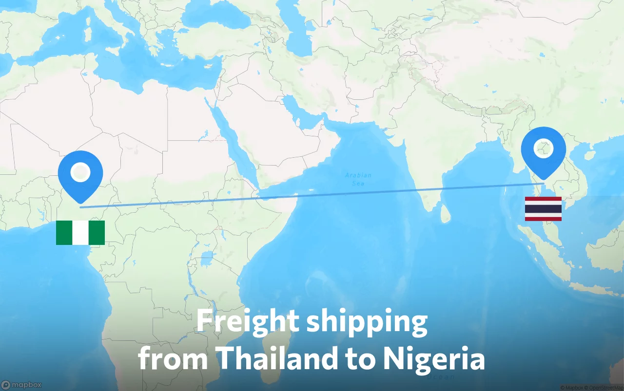 Shipping route from Thailand to Nigeria