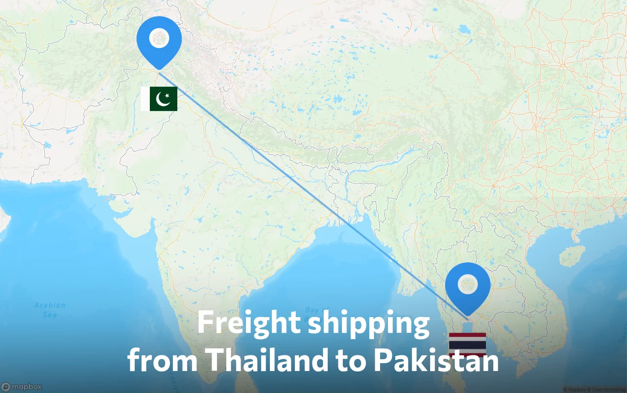 Shipping route from Thailand to Pakistan