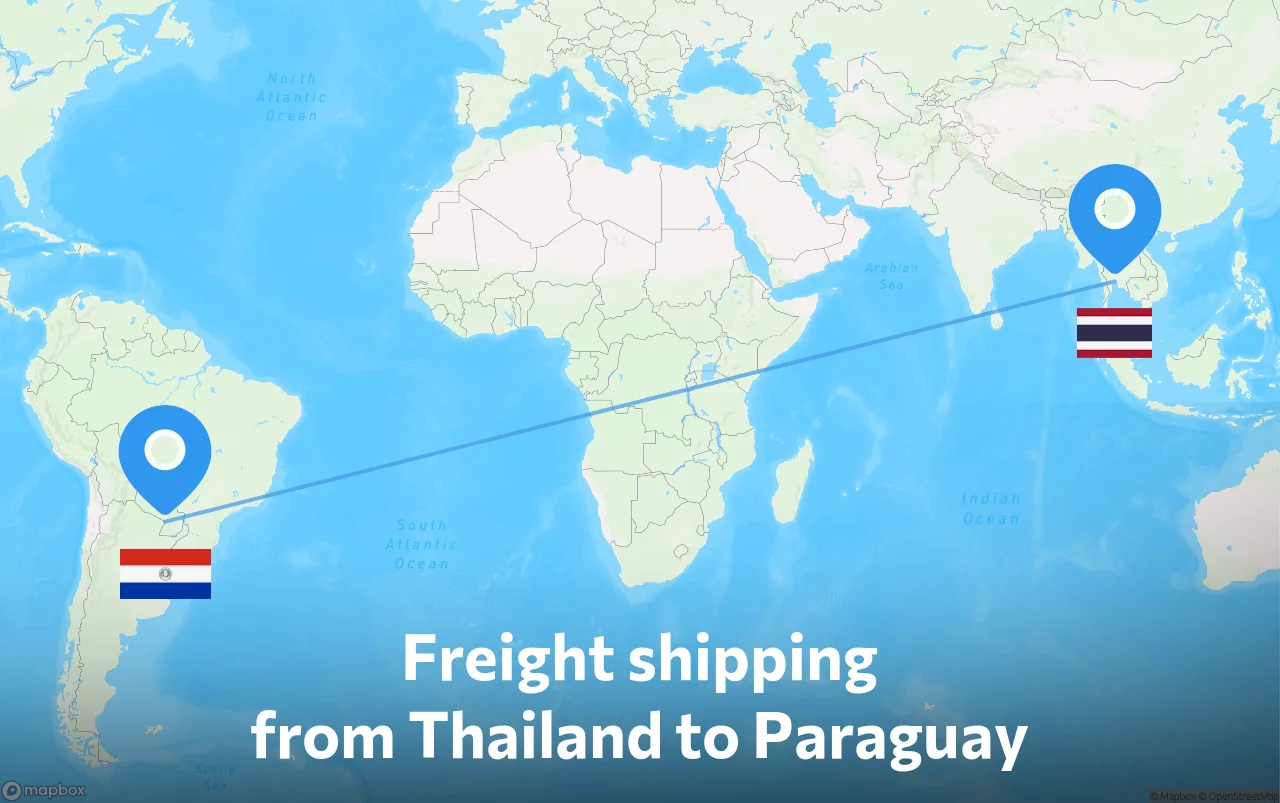 Shipping route from Thailand to Paraguay
