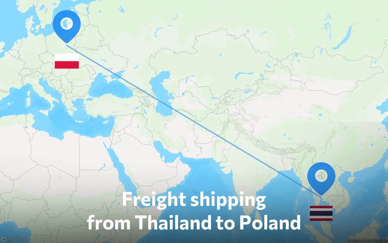 Shipping route from Thailand to Poland