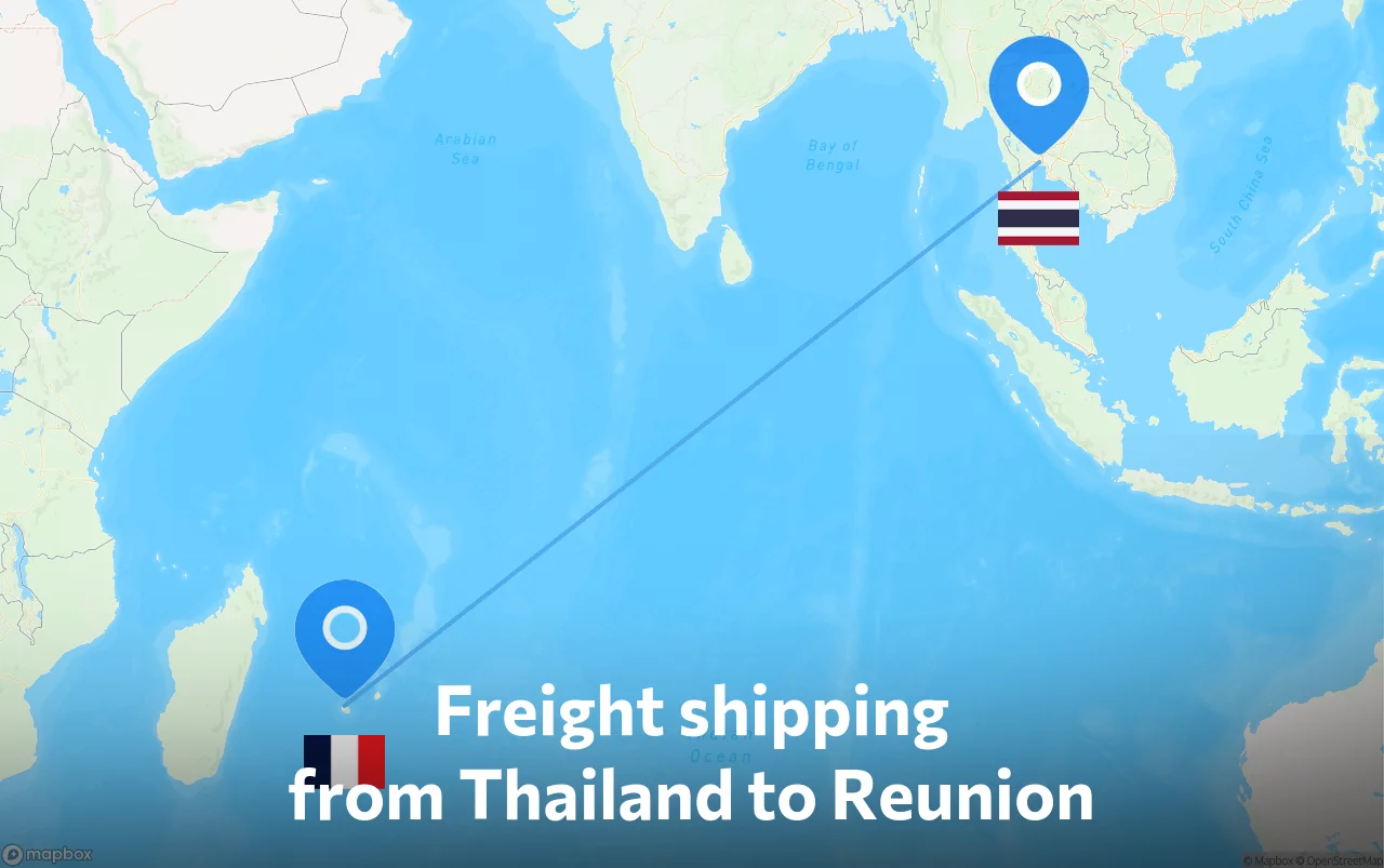 Shipping route from Thailand to Reunion