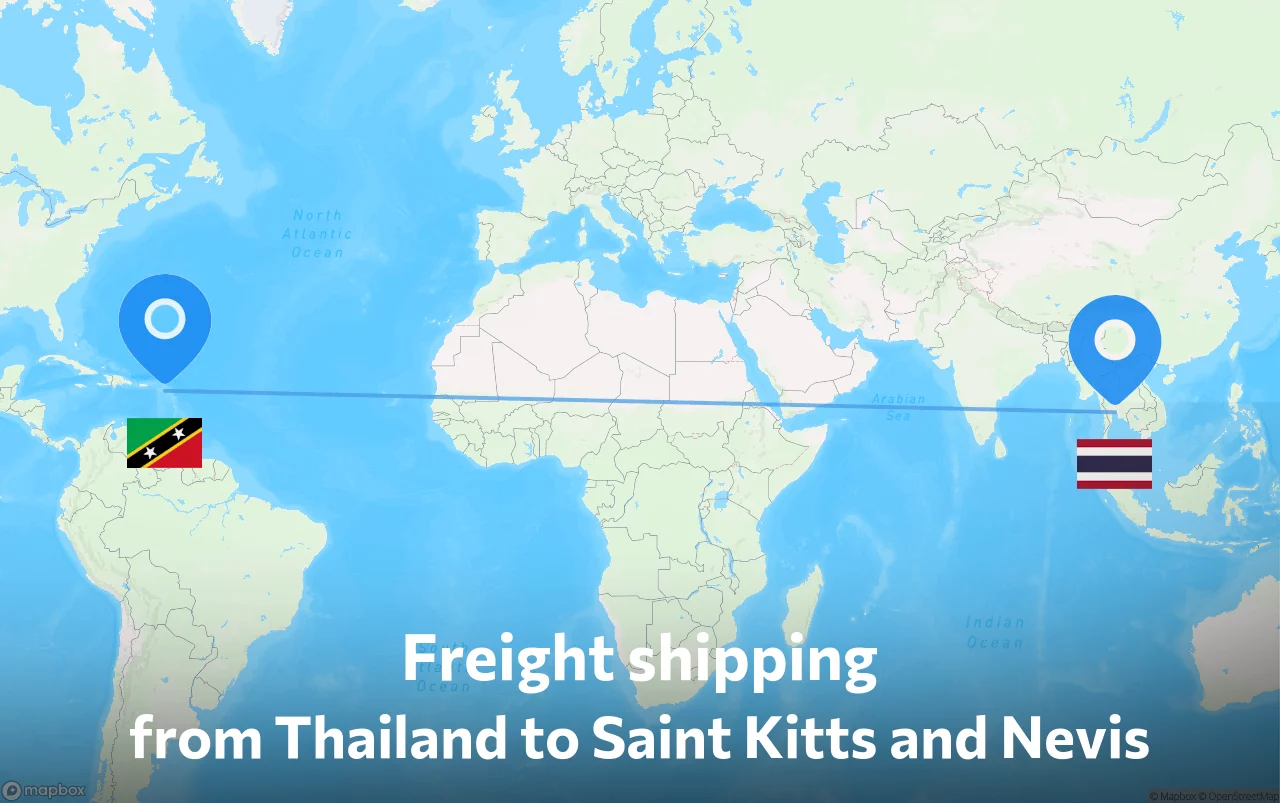Shipping route from Thailand to Saint Kitts and Nevis