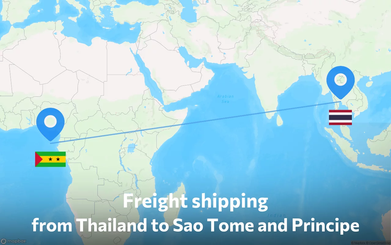 Shipping route from Thailand to Sao Tome and Principe