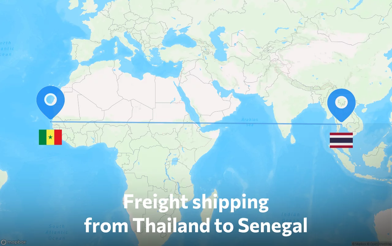 Shipping route from Thailand to Senegal