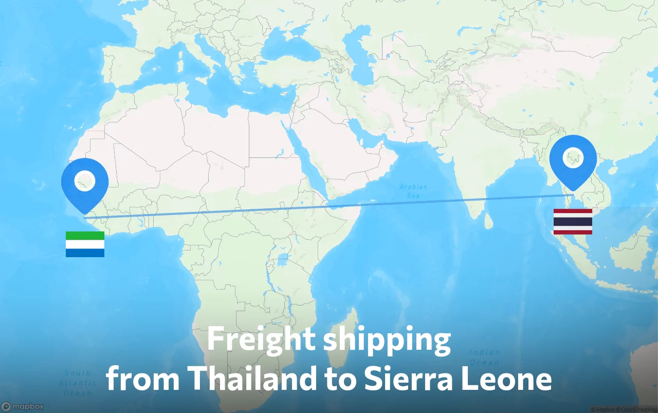 Shipping route from Thailand to Sierra Leone