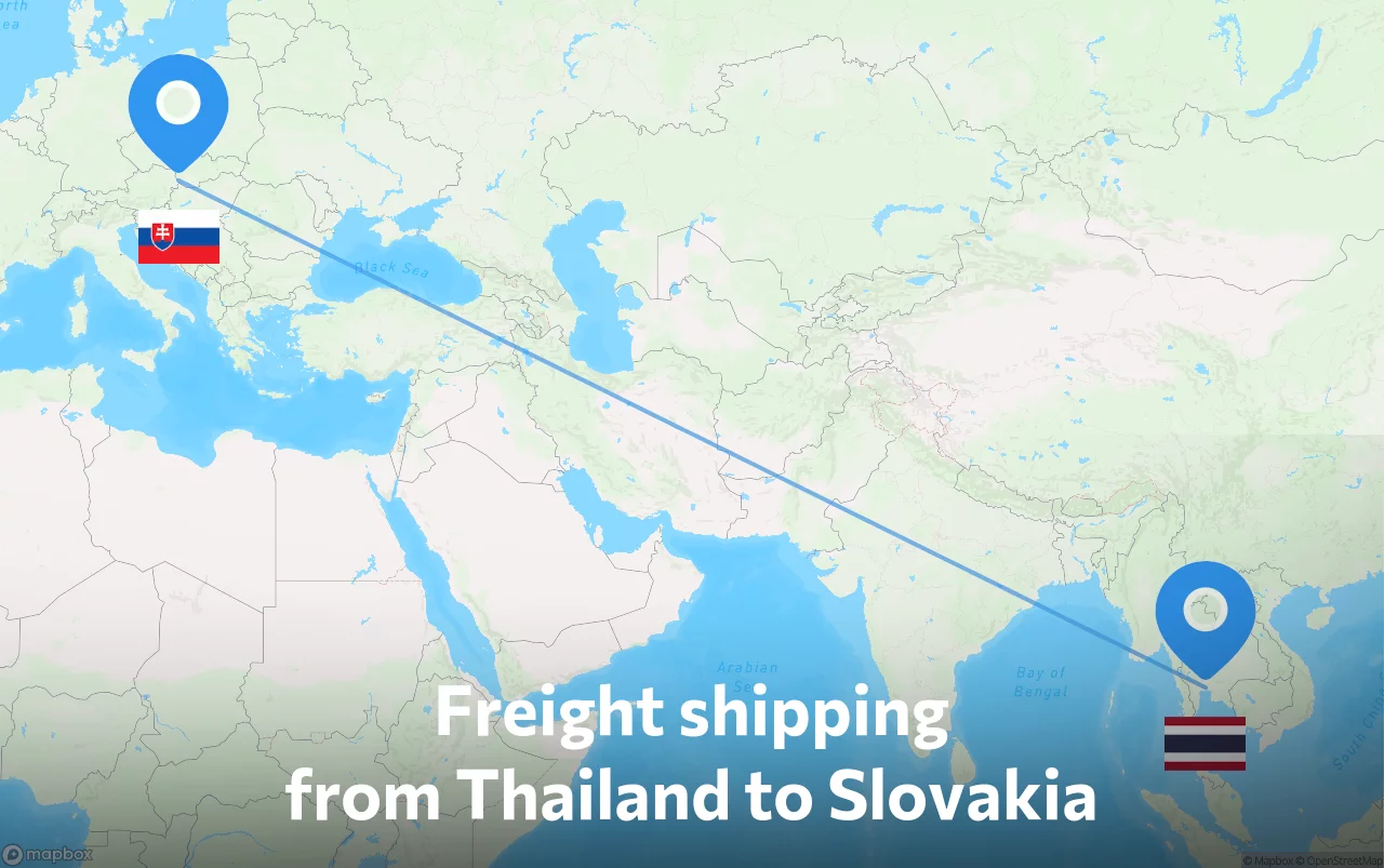 Shipping route from Thailand to Slovakia