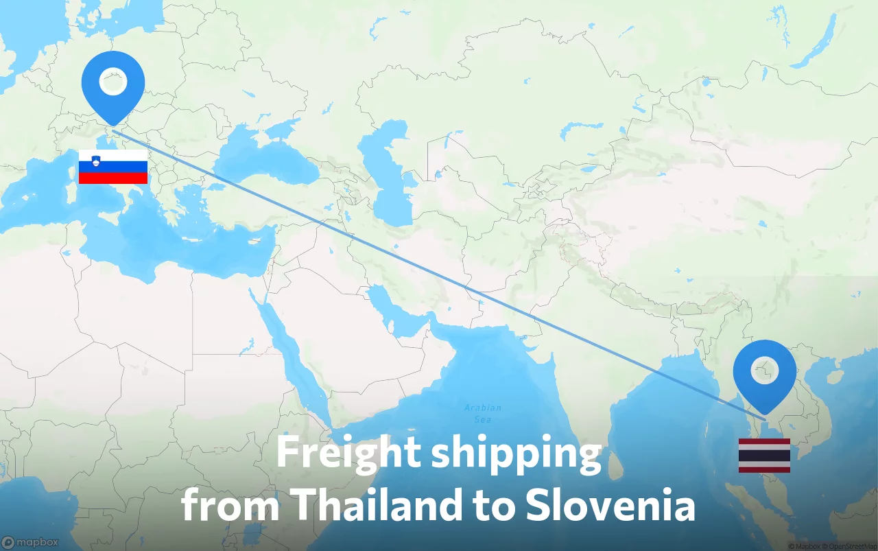 Shipping route from Thailand to Slovenia