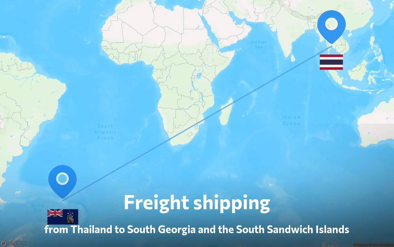 Shipping route from Thailand to South Georgia and the South Sandwich Islands