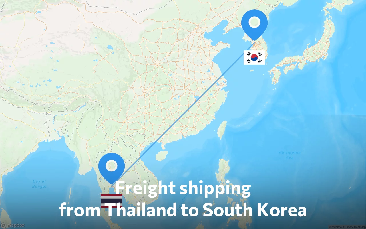 Shipping route from Thailand to South Korea