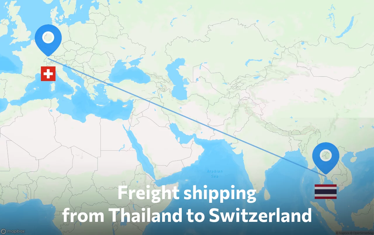 Shipping route from Thailand to Switzerland