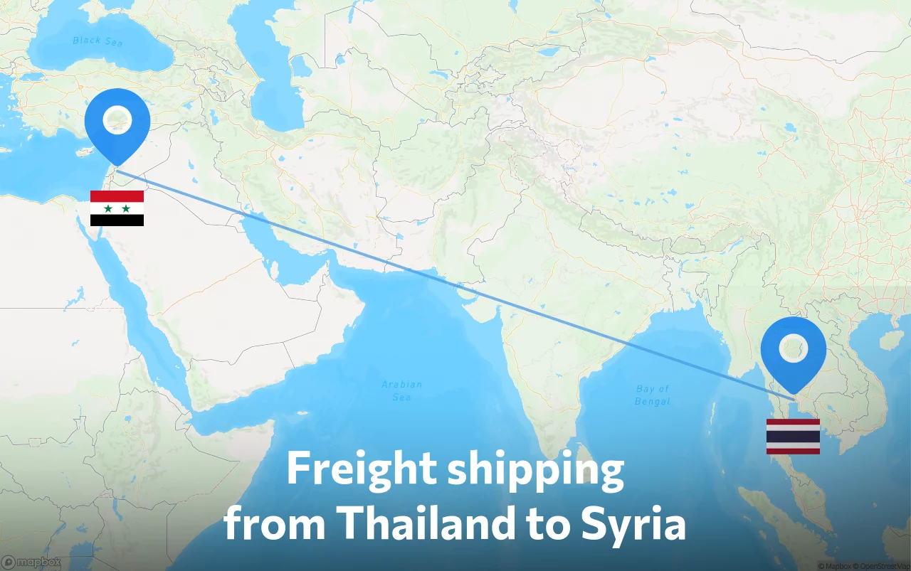 Shipping route from Thailand to Syria