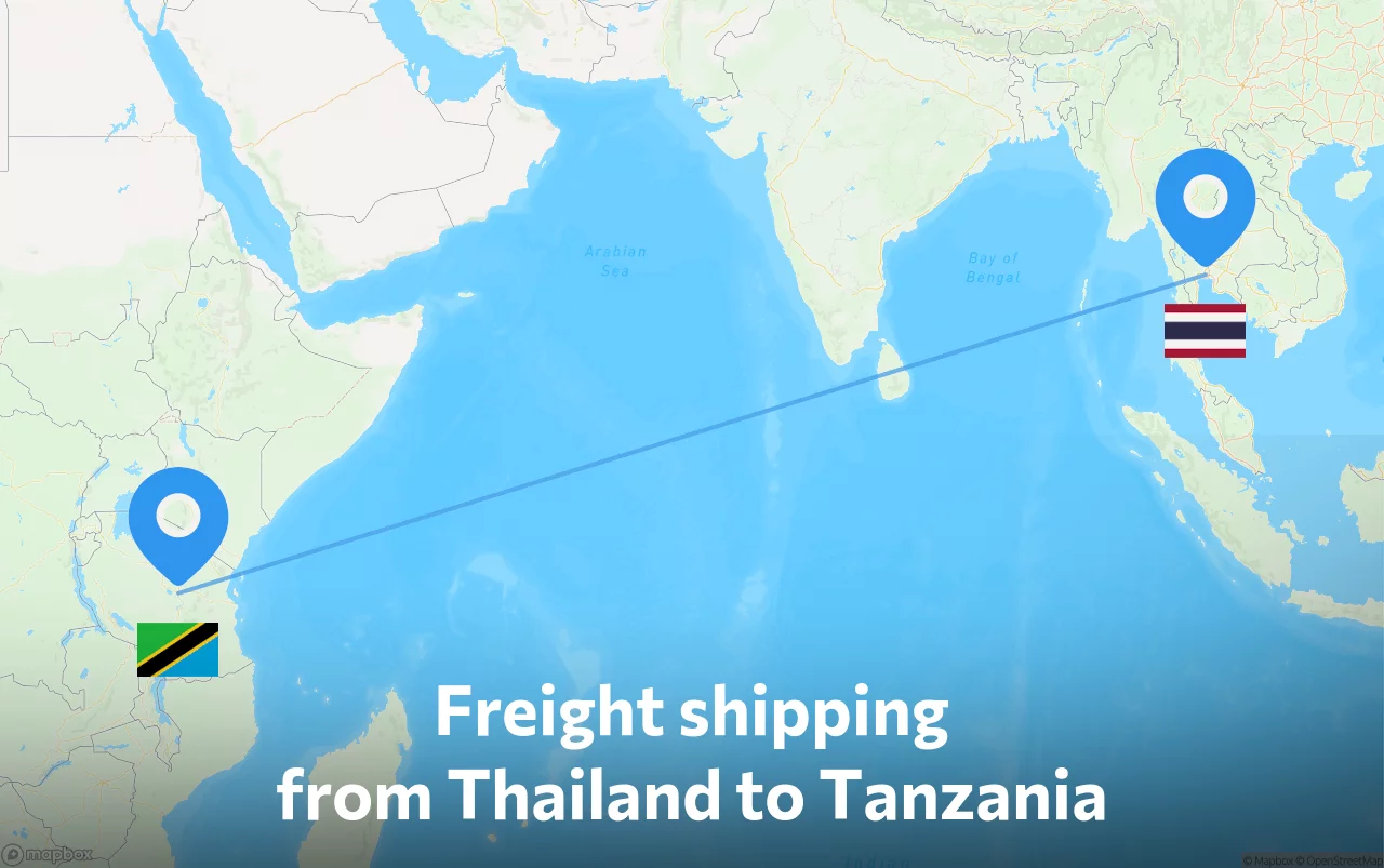Shipping route from Thailand to Tanzania