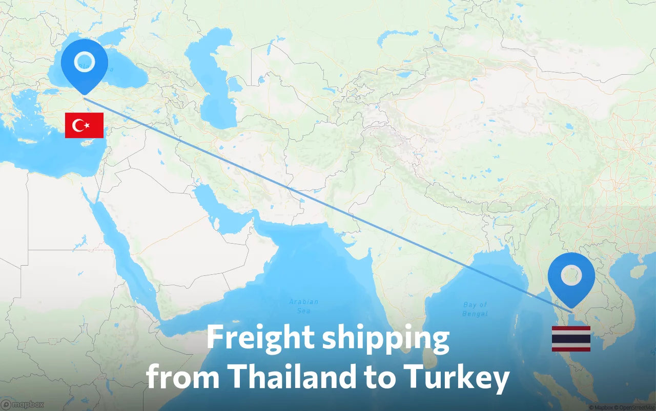 Shipping route from Thailand to Turkey