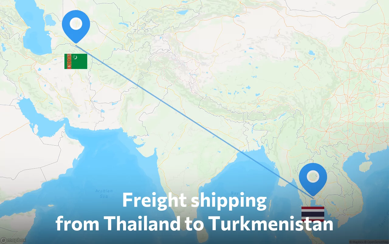 Shipping route from Thailand to Turkmenistan