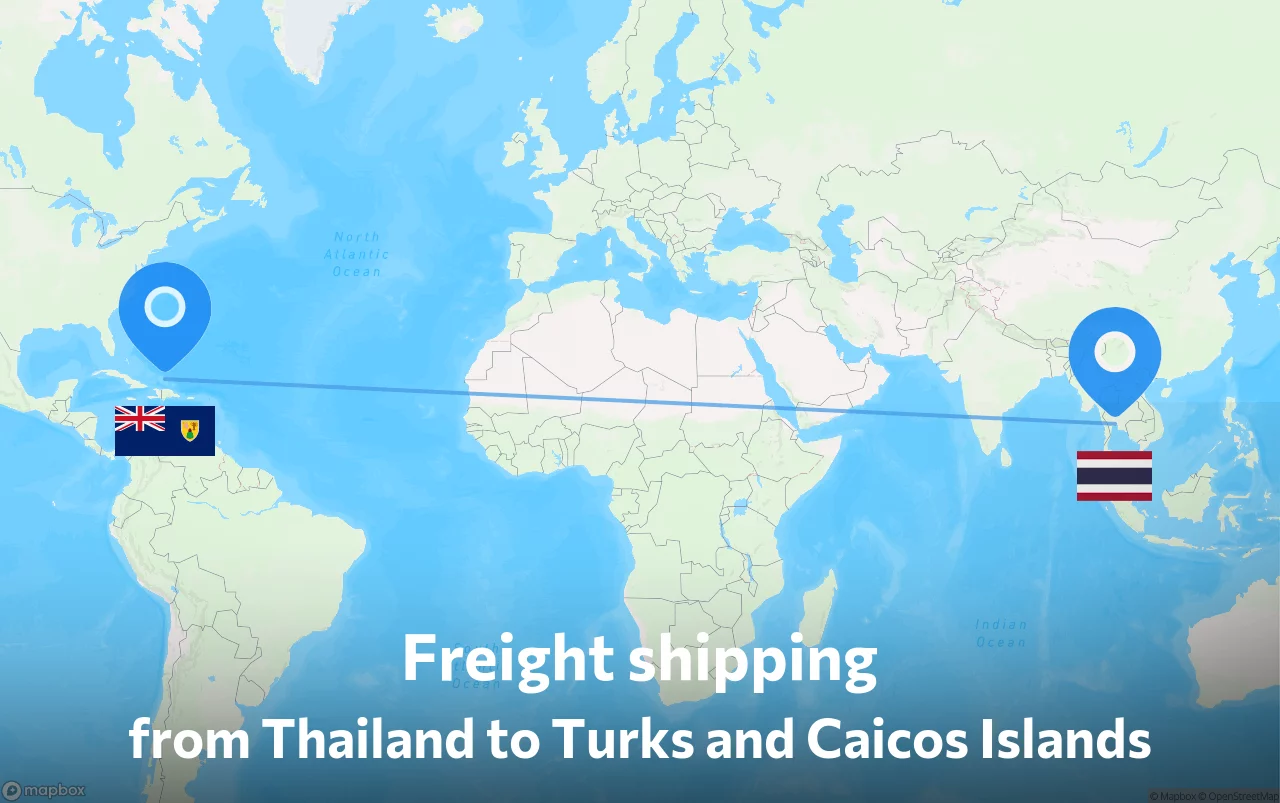 Shipping route from Thailand to Turks and Caicos Islands