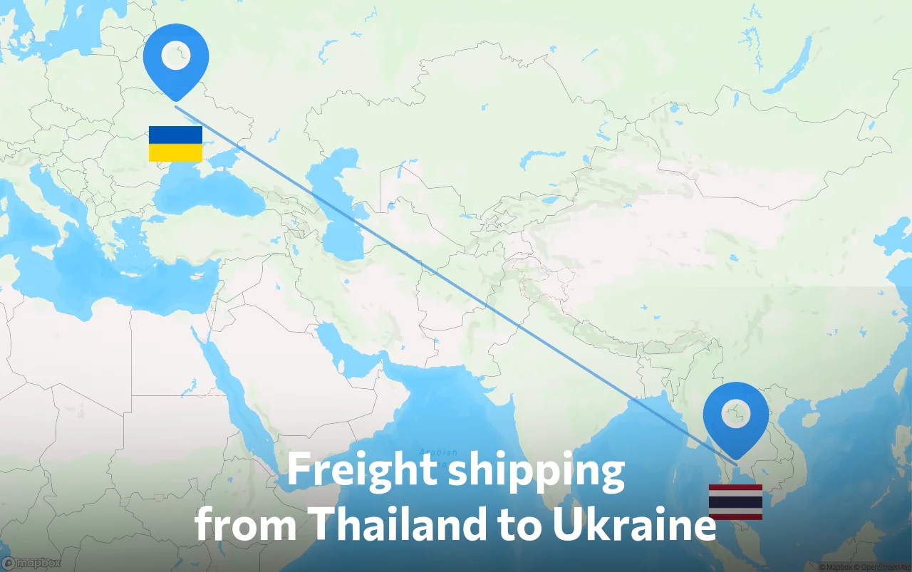 Shipping route from Thailand to Ukraine
