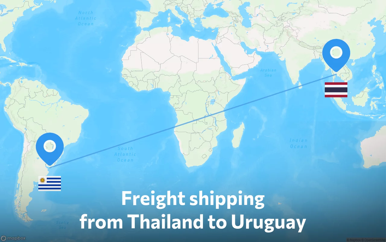 Shipping route from Thailand to Uruguay