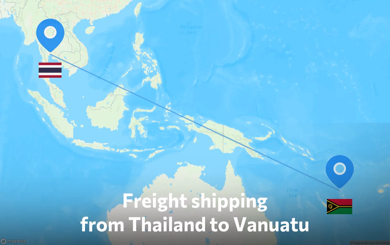 Shipping route from Thailand to Vanuatu