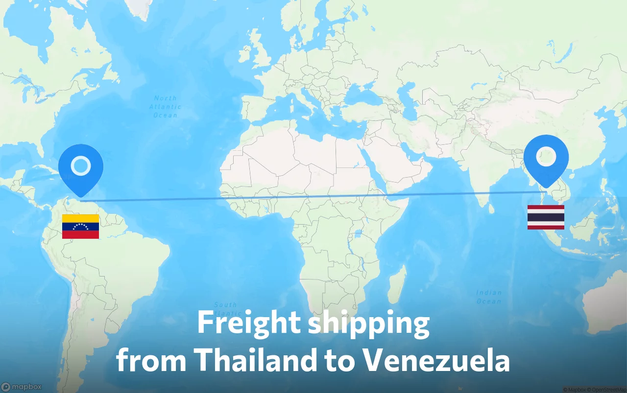 Shipping route from Thailand to Venezuela
