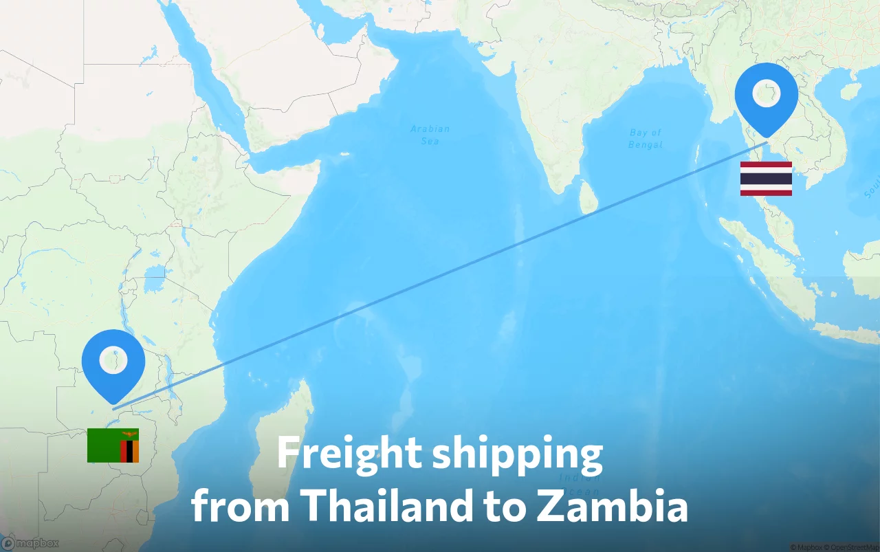 Shipping route from Thailand to Zambia