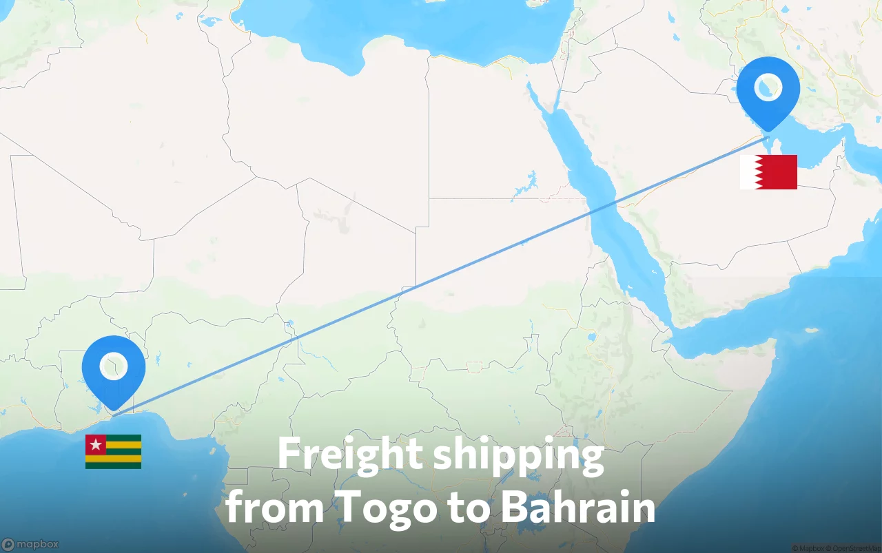 Shipping route from Togo to Bahrain