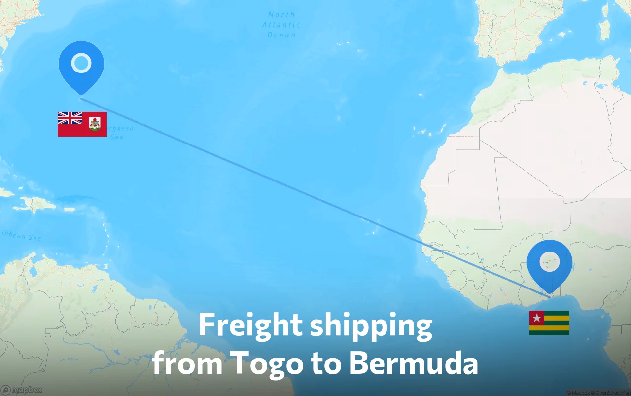 Shipping route from Togo to Bermuda