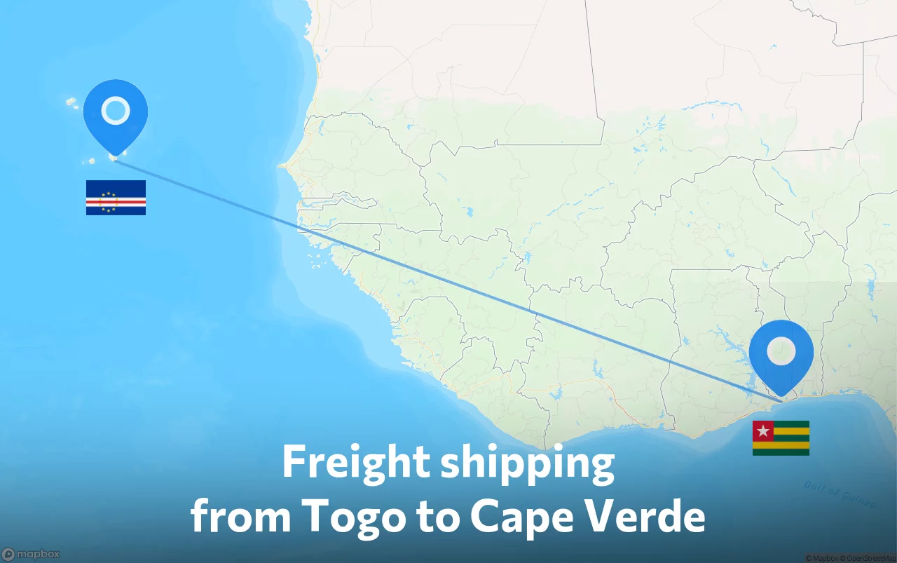 Shipping route from Togo to Cape Verde