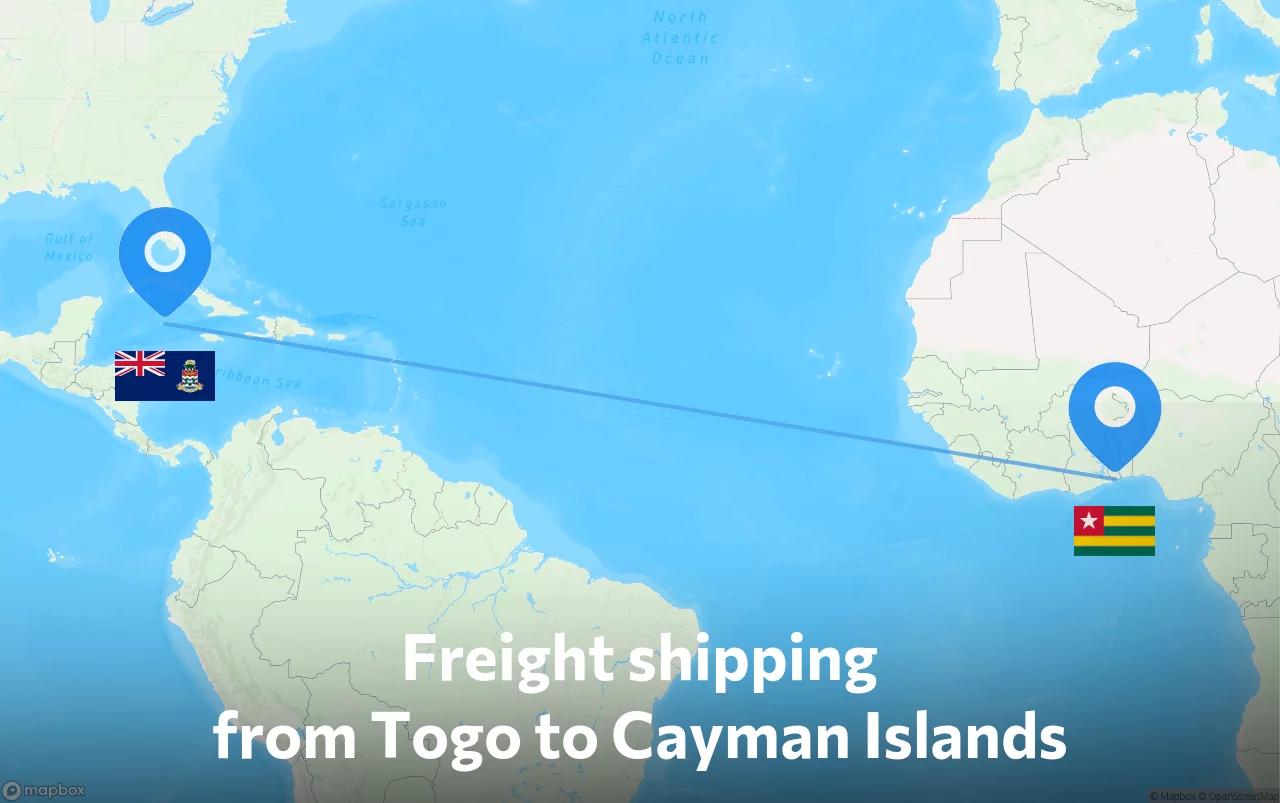 Shipping route from Togo to Cayman Islands