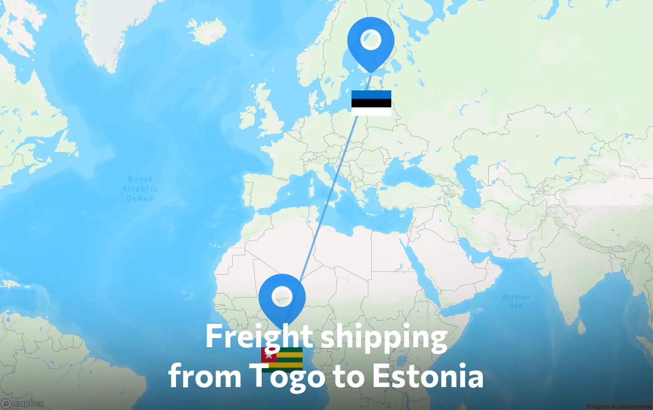 Shipping route from Togo to Estonia