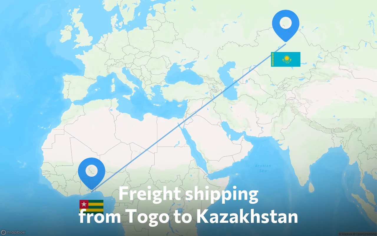 Shipping route from Togo to Kazakhstan