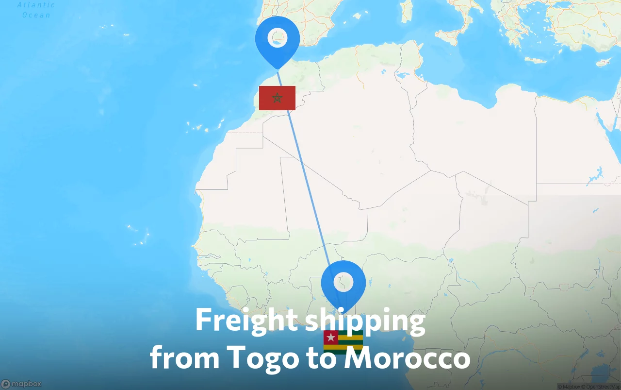 Shipping route from Togo to Morocco