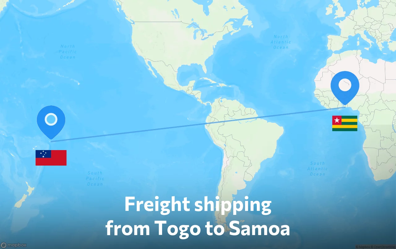 Shipping route from Togo to Samoa
