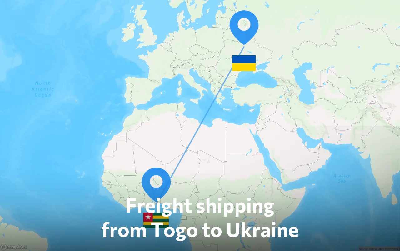 Shipping route from Togo to Ukraine